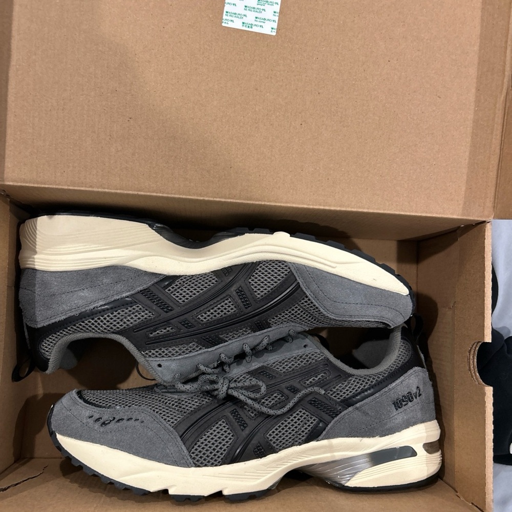 Asics Gray and Cream Sneakers with Breathable Upper and Thick Sole